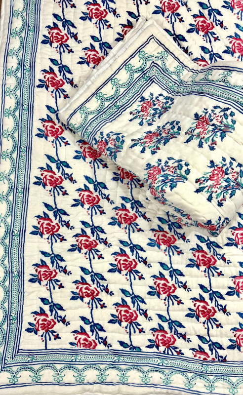 Hand block cotton Reversible Quilt