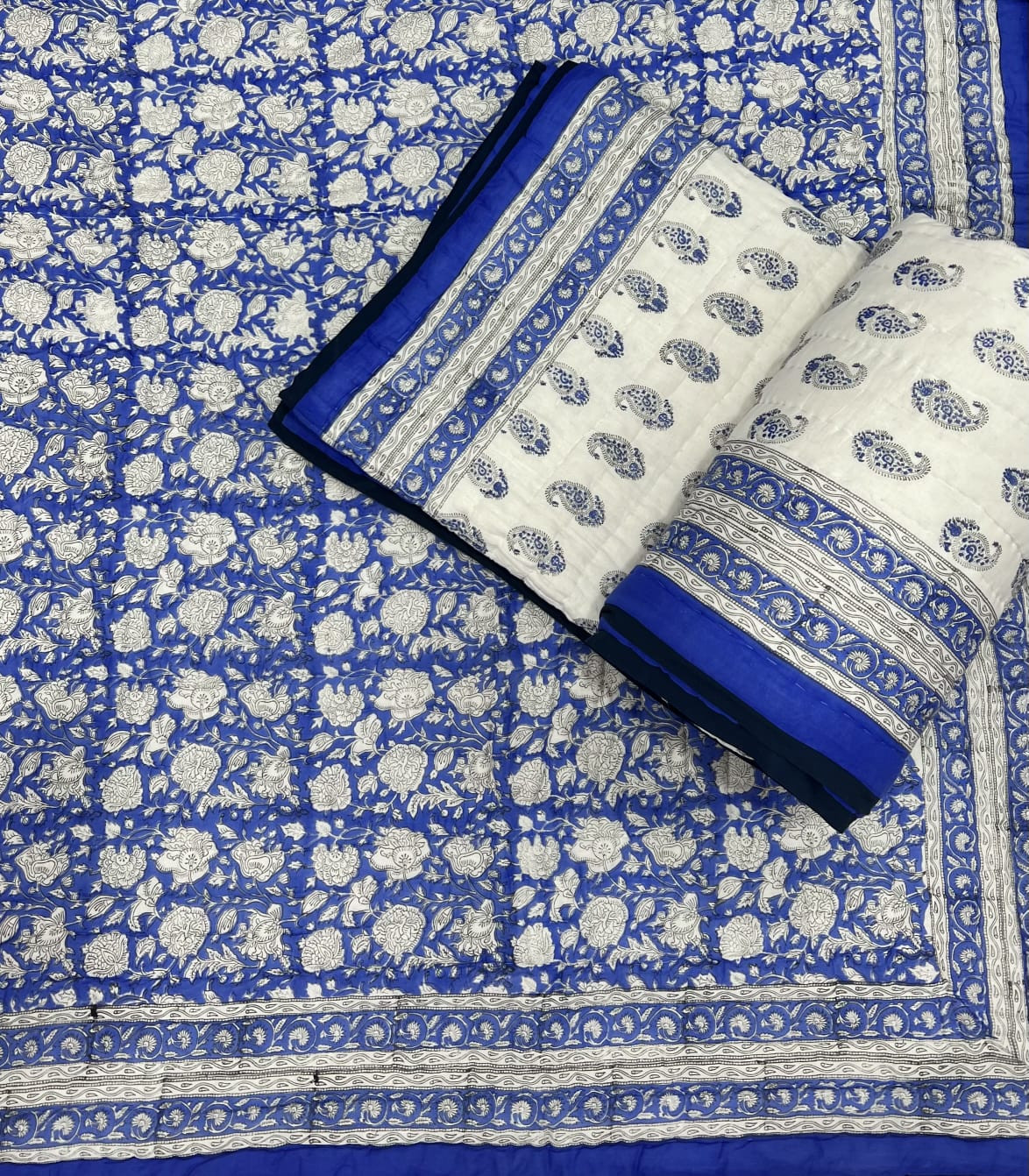 Hand block cotton Reversible Quilt