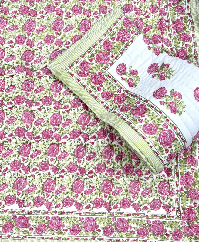 Hand block cotton Reversible Quilt