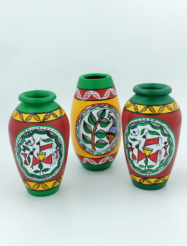 HANDMADE TERRACOTTA FLOWER VASE SET