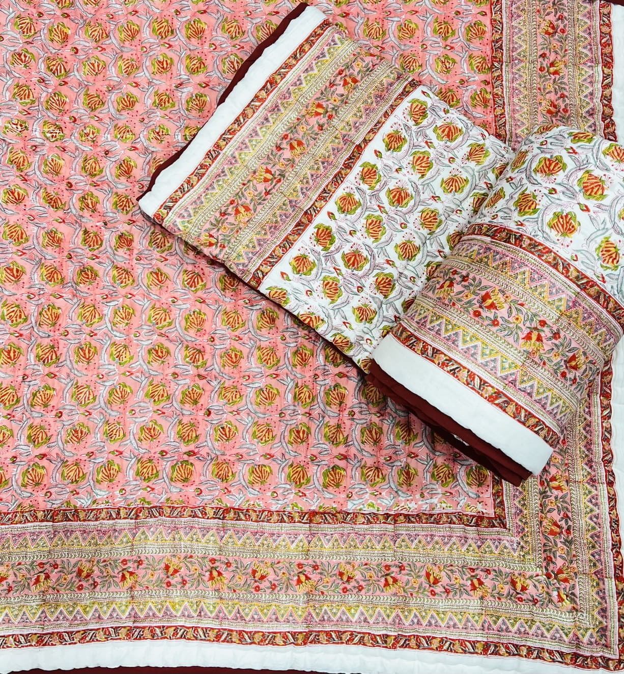 Hand block cotton Reversible Quilt