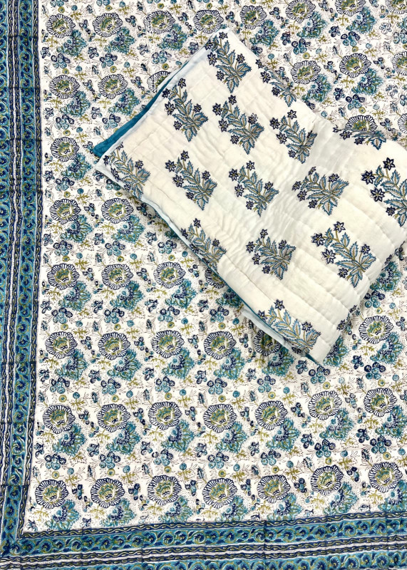 Hand block cotton Reversible Quilt