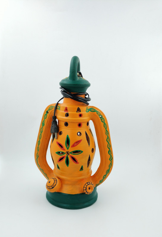 Handcrafted & handpainted terracota electric hanging light