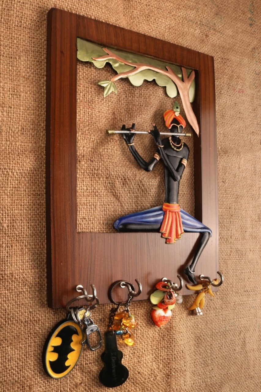 krishna flute mask key hanger